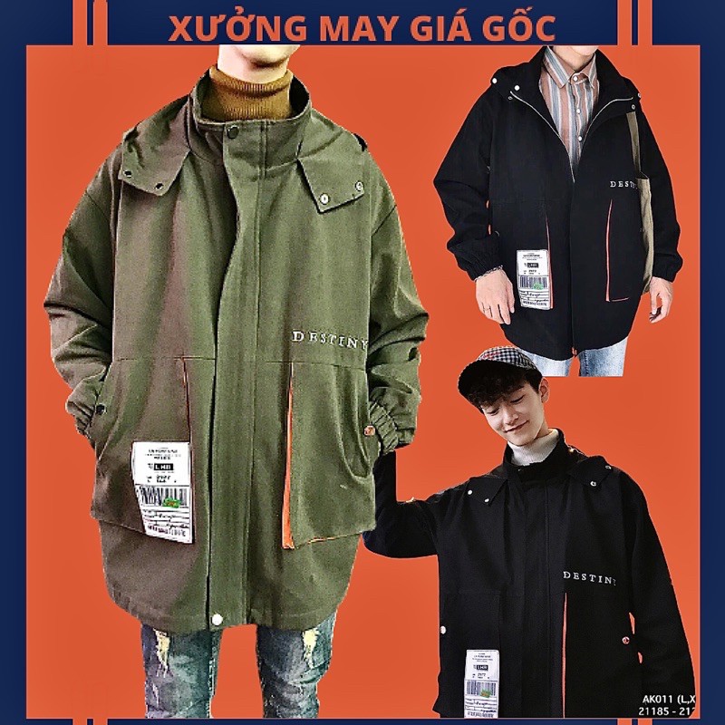 🎆𝐇𝐎𝐓𝐓𝐑𝐄𝐍𝐃🎆 011 Áo Khoác Kaki Thêu Chữ 2 Màu Bomber Jacket Unisex