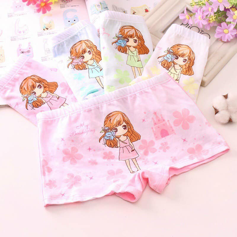 Combo 4 quần chip đùi cotton bé gái Si BABY ,mềm mại thoáng mát hàng nhập quảng châu cho bé gái 10-40kg