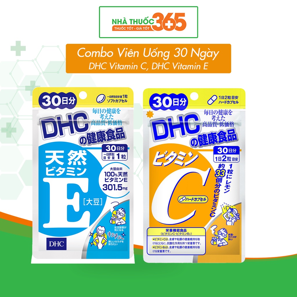 Combo Viên Uống DHC Vitamin C Và DHC Natural Vitamin E Soybean Giúp Cải Thiện Làn Da, Tăng Cường Sức Khỏe - 30 Ngày