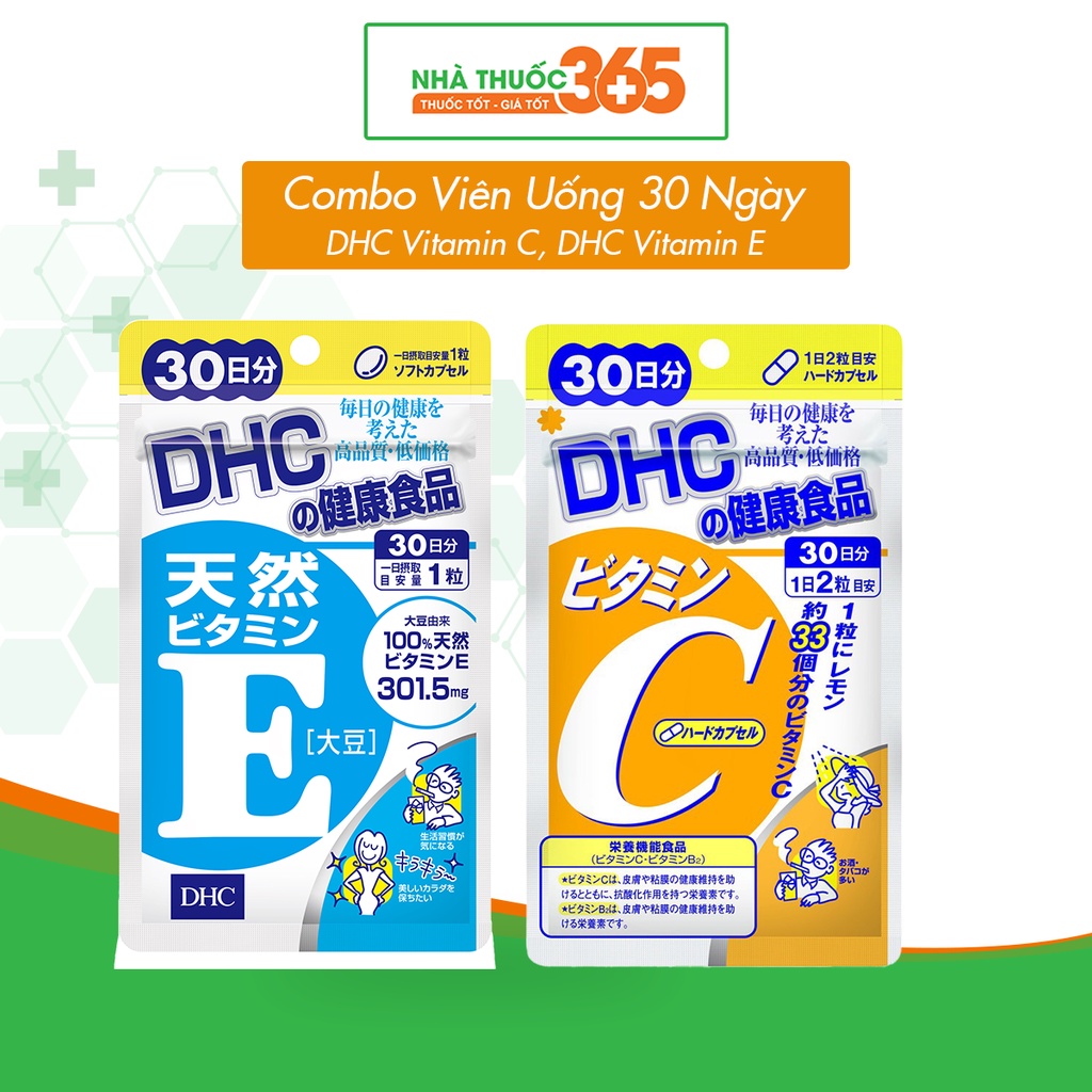 Combo Viên Uống DHC Vitamin C Và DHC Natural Vitamin E Soybean Giúp Cải Thiện Làn Da, Tăng Cường Sức Khỏe - 30 Ngày