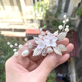Xược cài tóc - trâm cài tóc - phụ kiện cài tóc thiết kế handmade cao cấp màu trắng xct1908