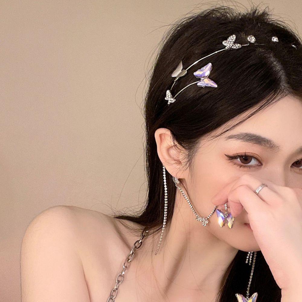 Băng Đô Cài Tóc Đính Đá Lấp Lánh Phong Cách Vintage Sang Trọng Cho Nữ|Băng Đô Bướm