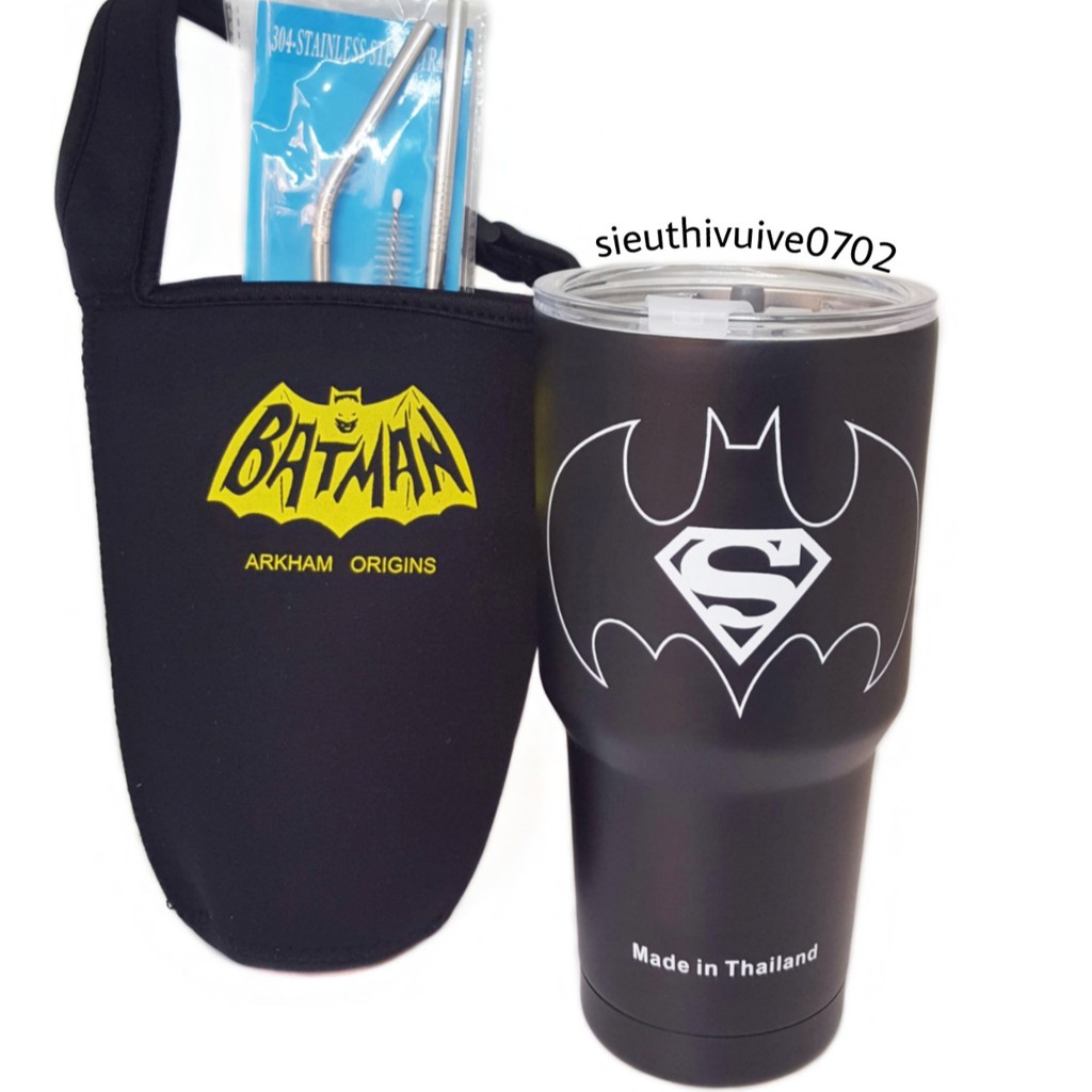 BỘ LY GIỮ NHIỆT BATMAN ĐEN NHÁM