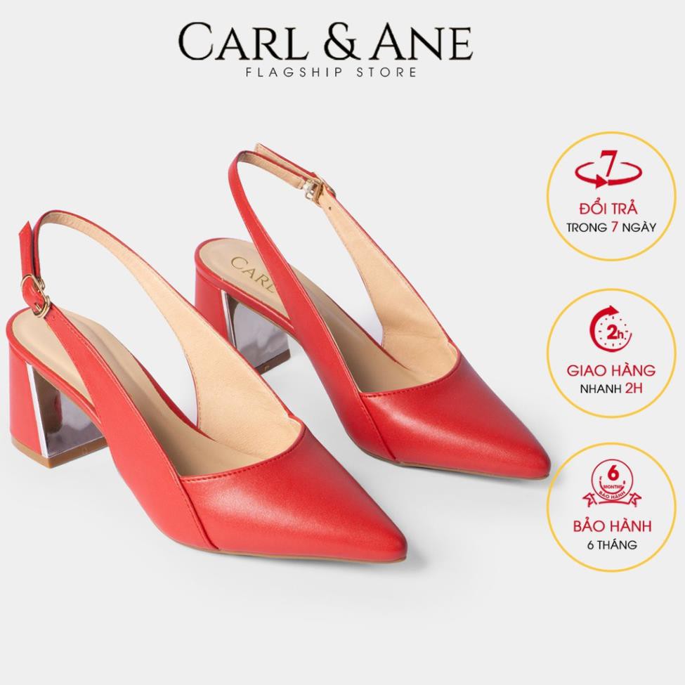 Carl & Ane - Giày cao gót mũi nhọn phối dây cao 7cm màu đỏ đô - CL001 [Sale]