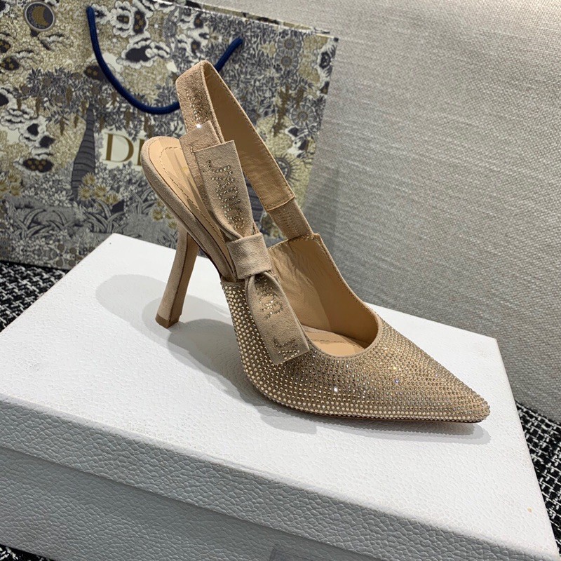 Giày cao gót da thật thời trang cao cấp Dior CD 10cm thiêế kế lấp lánh siêu xinh