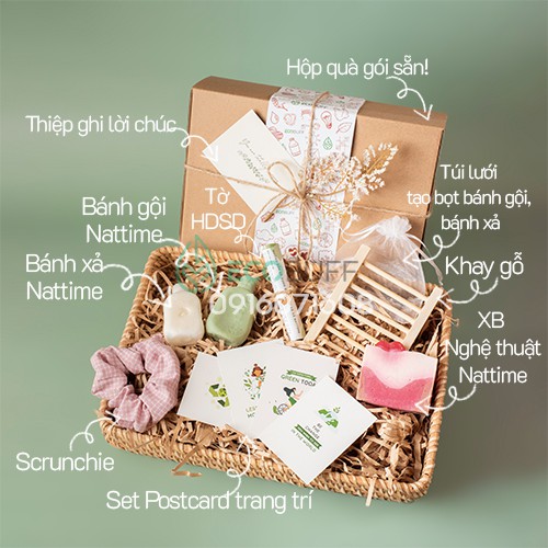 Quà sinh nhật quà tặng bạn trai bạn gái Ecobuff Giftset &quot;Tắm Gội&quot; bánh xà bông trái tim, cặp bánh gội bánh xả lành tính