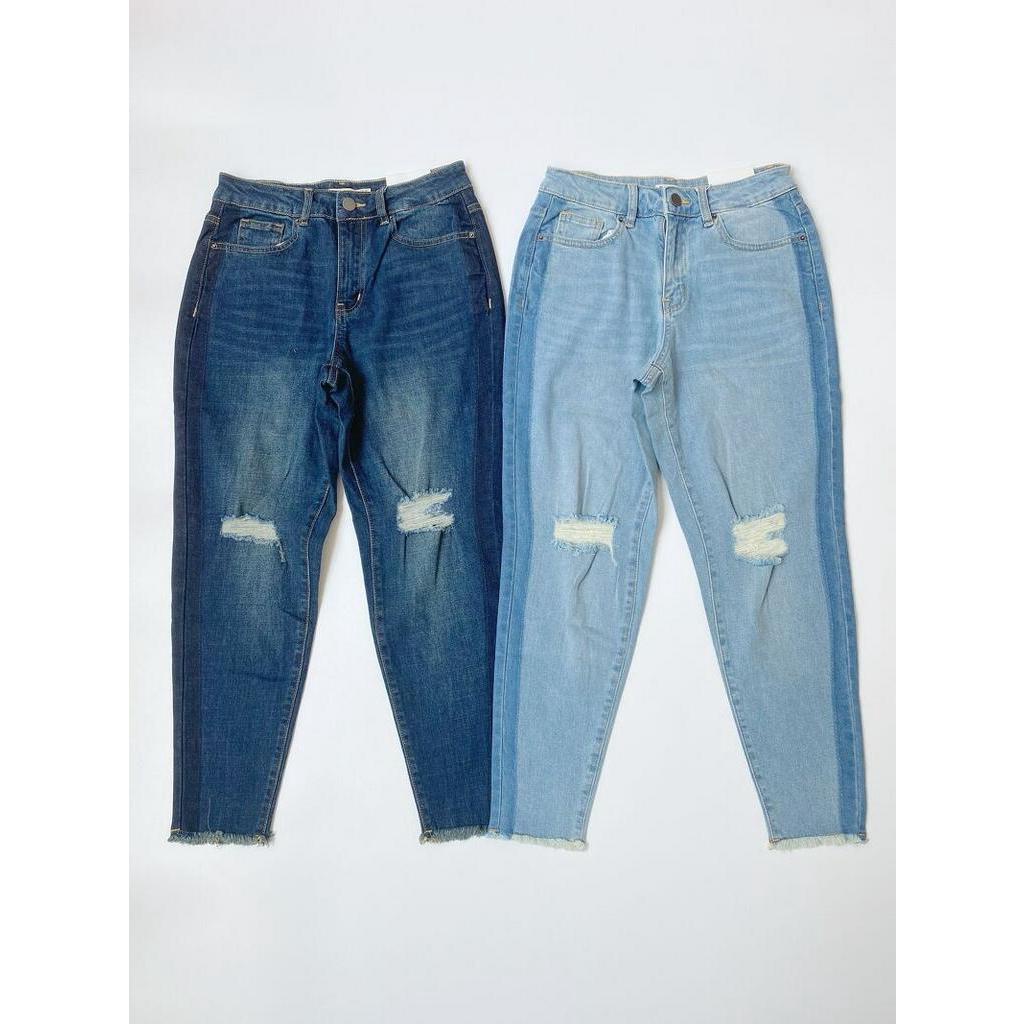 Quần jeans boy viền rách gối (Xanh đậm/ nhạt) - GM20