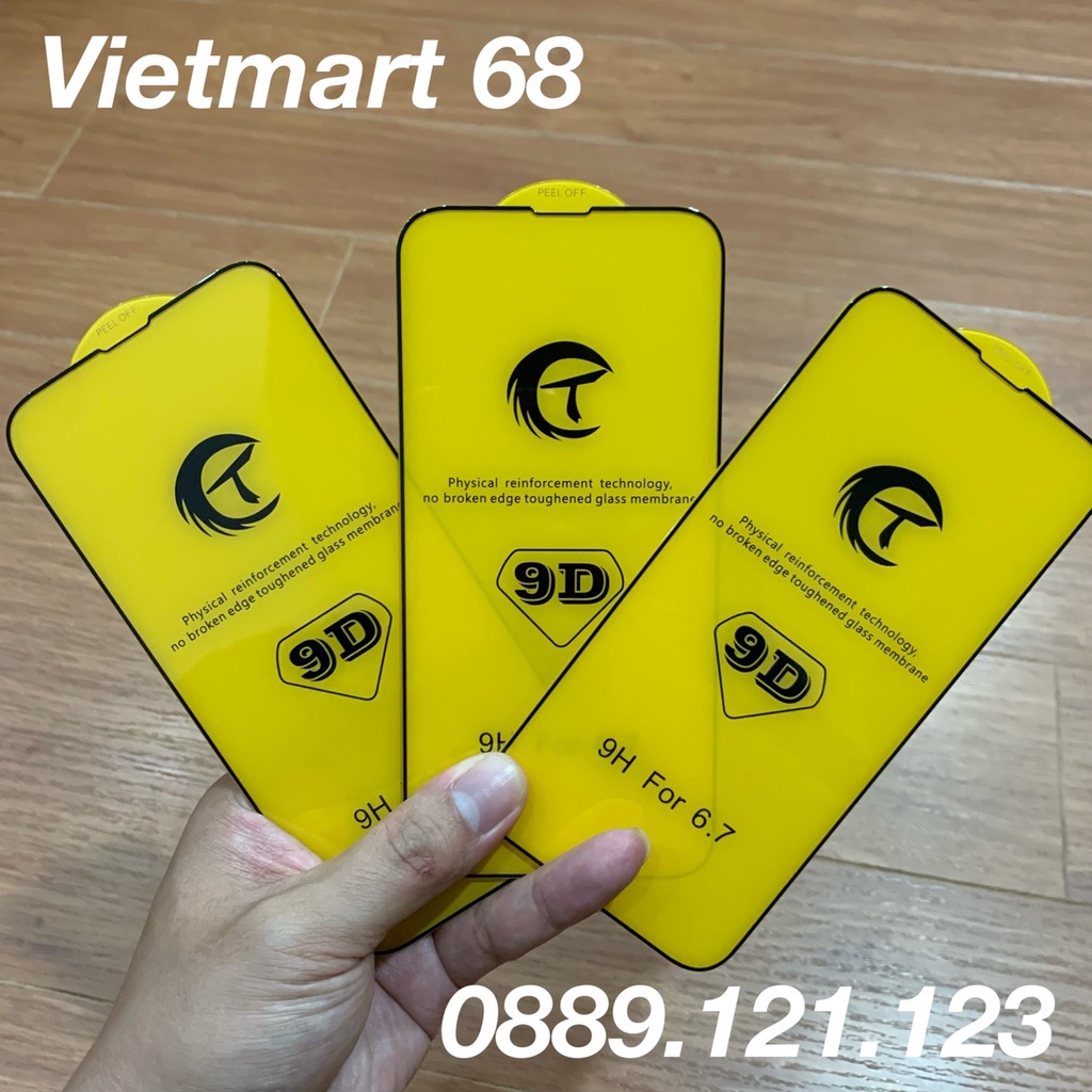 Kính cường lực 9D Cho iPhone X,XS,XSM,11,11Pro,11PRM,12-12Pro,12ProMax,13-13Pro, 13ProMax - Tặng Kèm Bộ Khăn Lau