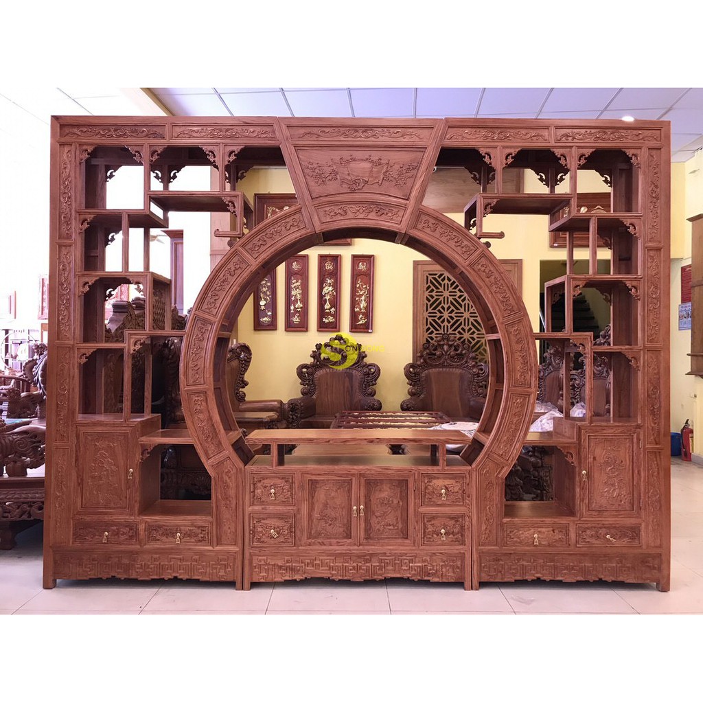 Kệ trưng bày vách ngăn phòng khách | kết hợp tủ tivi