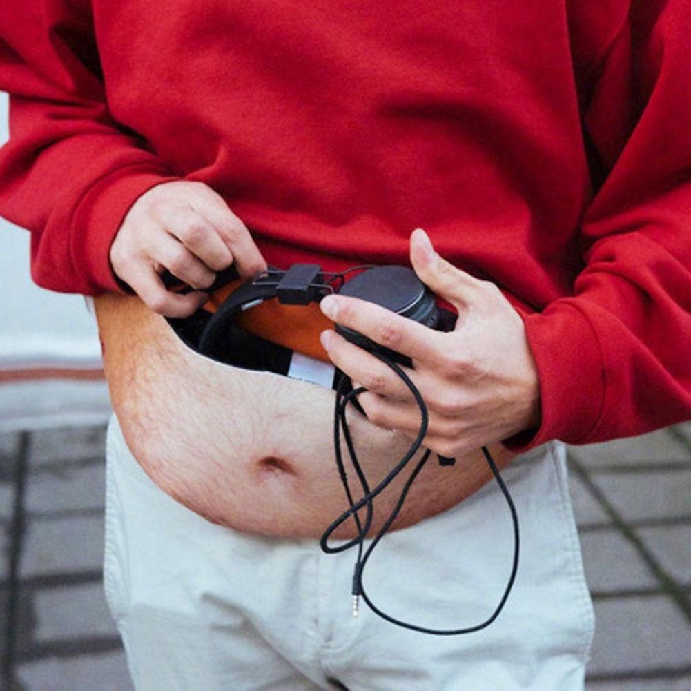 Túi Bao Tử Da Pu Chống Trộm Hình Bụng Bia 3d