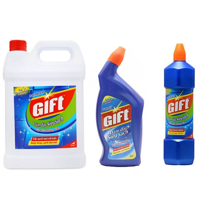 COMBO 2 Chai Nước tẩy Toilet, nhà tắm Gift 900ml Siêu Sạch Cực Nhanh