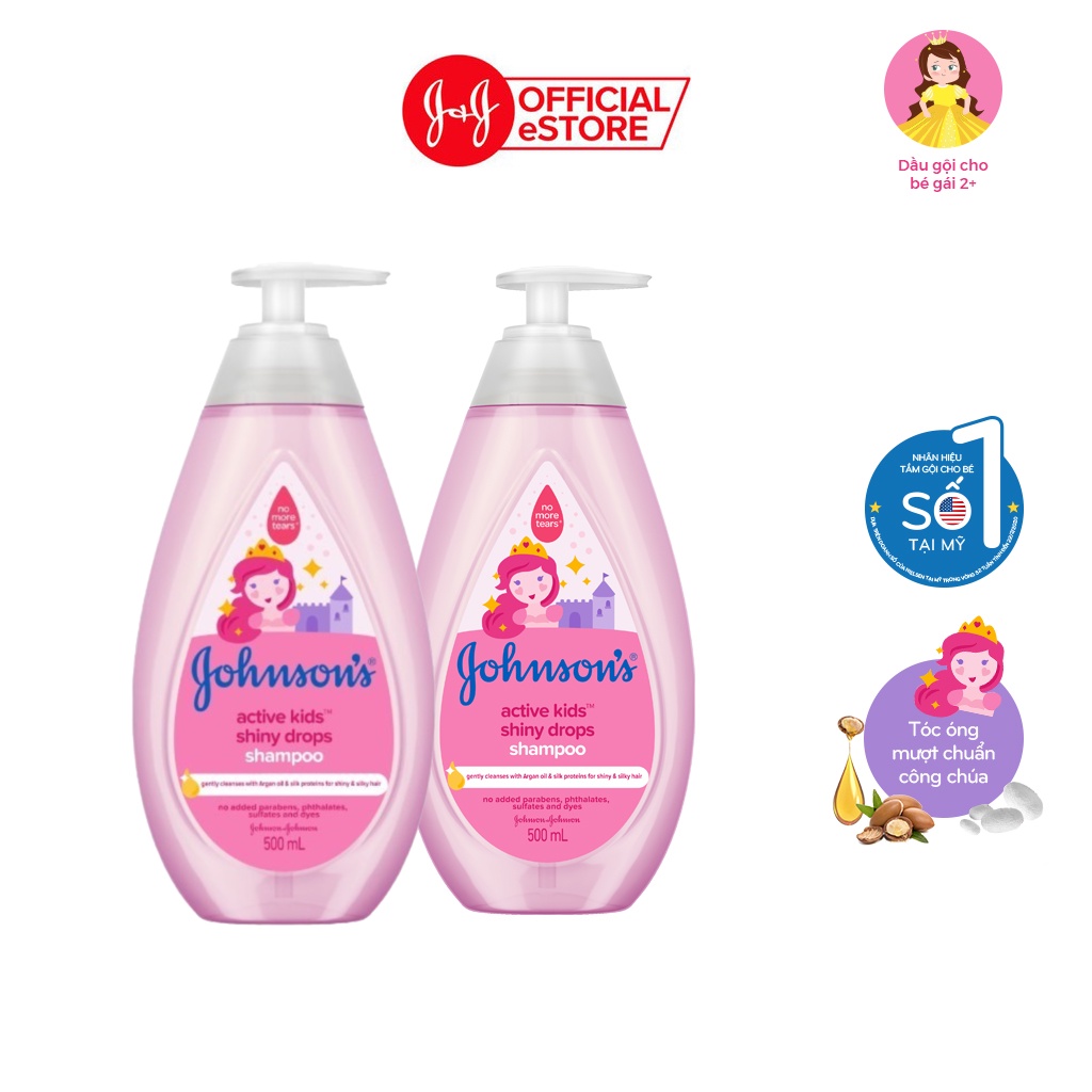 Combo 2 Chai Dầu Gội Johnson s Óng Mượt Cho Bé Gái - Dung tích 500mlx2