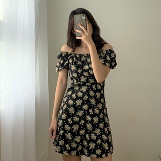 Váy hoa nhí trễ vai có dây - D5