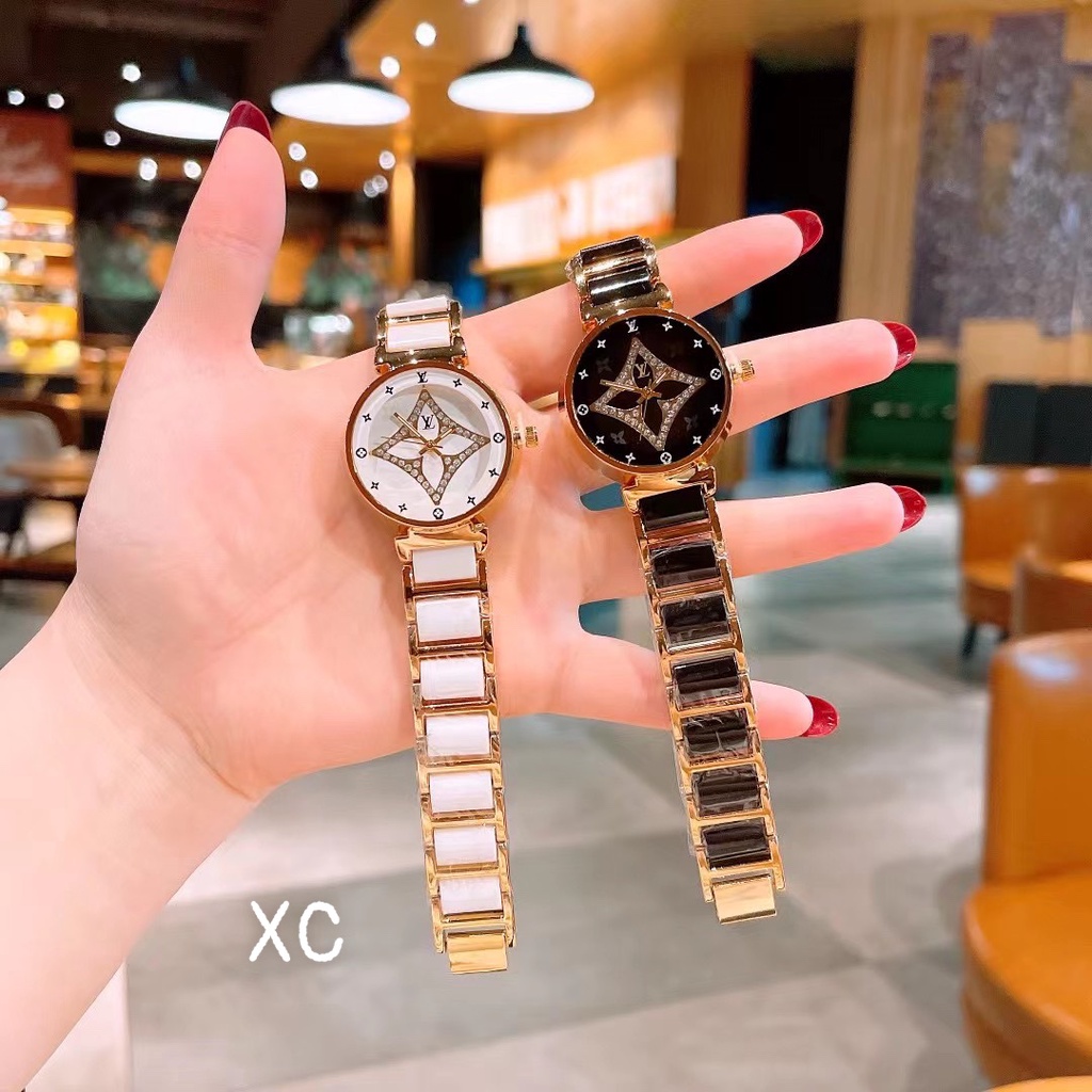Đồng hồ LV nữ dây da nâu kiểu dáng thời thượng sang trọng, chống nước , bảo hành 12 tháng