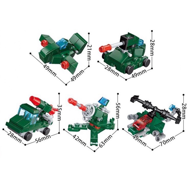 Đồ chơi lắp ráp lego giá rẻ 3 trong 1 Qman 2106 mô hình 10 loại xe quân sự, xe đua, máy bay chiến đấu sáng tạo (1376LMH)