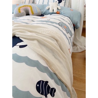 Bộ Chăn Ga Gối Cotton Poly Mẫu Cá Heo