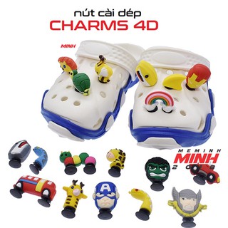 Nút cài dép Sticker Jibbitz Charm 4D cho sục bít đầu Crocs Duet Crocband Baya Bayaband