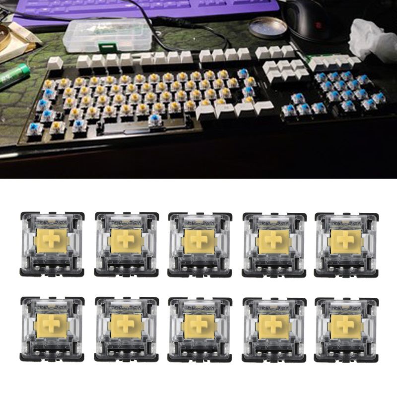 Set 10 công tắc bàn phím cơ Gateron MX 3 Pin màu vàng trong suốt | BigBuy360 - bigbuy360.vn