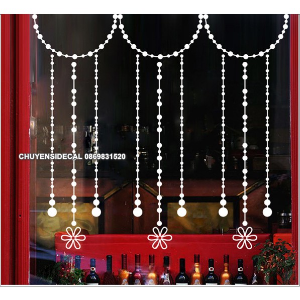Decal trang trí tường Noel - Rèm Bi trắng nhỏ