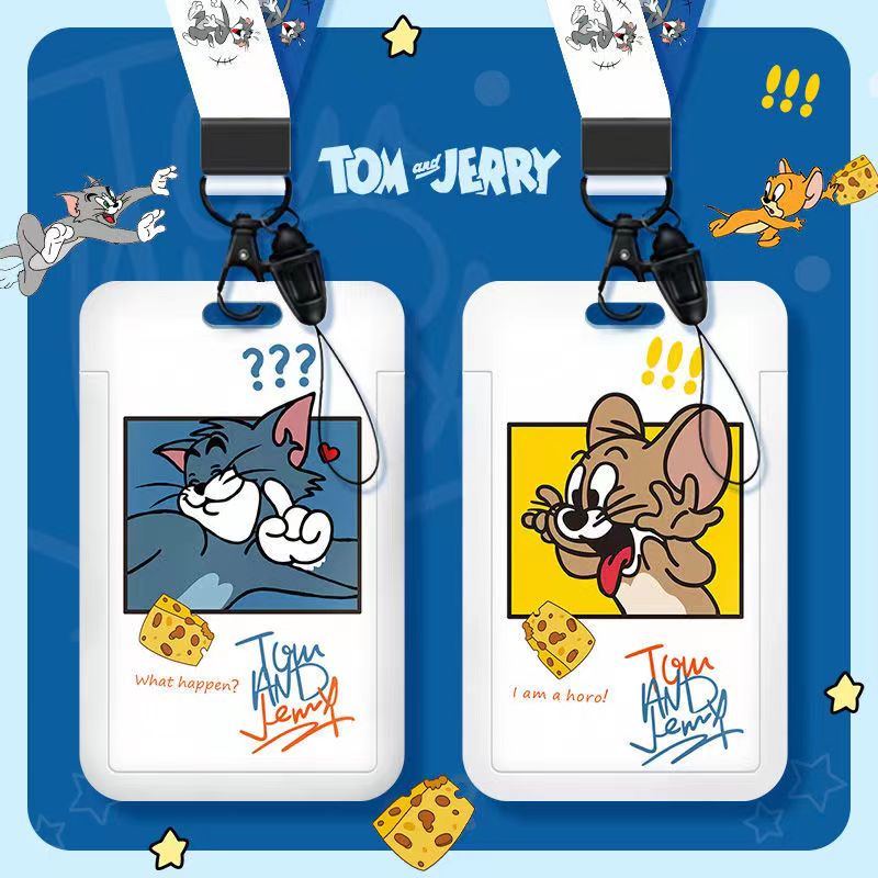 Bao Đựng Thẻ ID/Thẻ Tên Họa Tiết Hoạt Hình Tom and Jerry Dễ Thương Kèm Dây Đeo Tiện Dụng