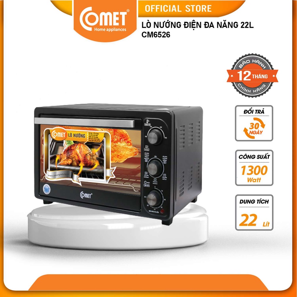 [Mã ELHADEV giảm 4% đơn 300K] Lò nướng điện 22L Comet CM6526