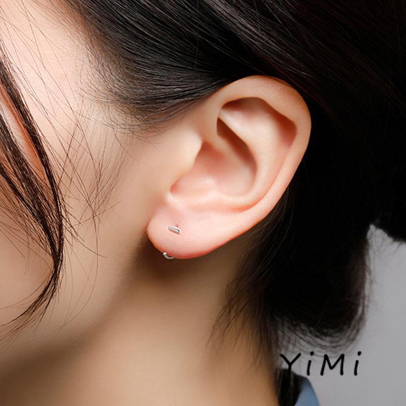 Bông tai Mạ Bạc 925 Hình Tròn Đơn Giản Thời Trang Hàn Quốc Dành Cho Nữ