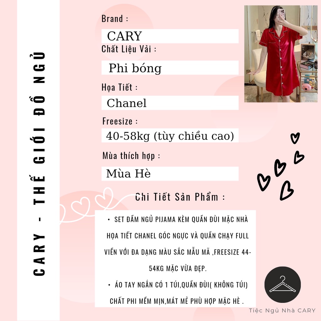 Váy ngủ pijama sexy kèm quần ngủ nữ, đầm ngủ dễ thương CARY