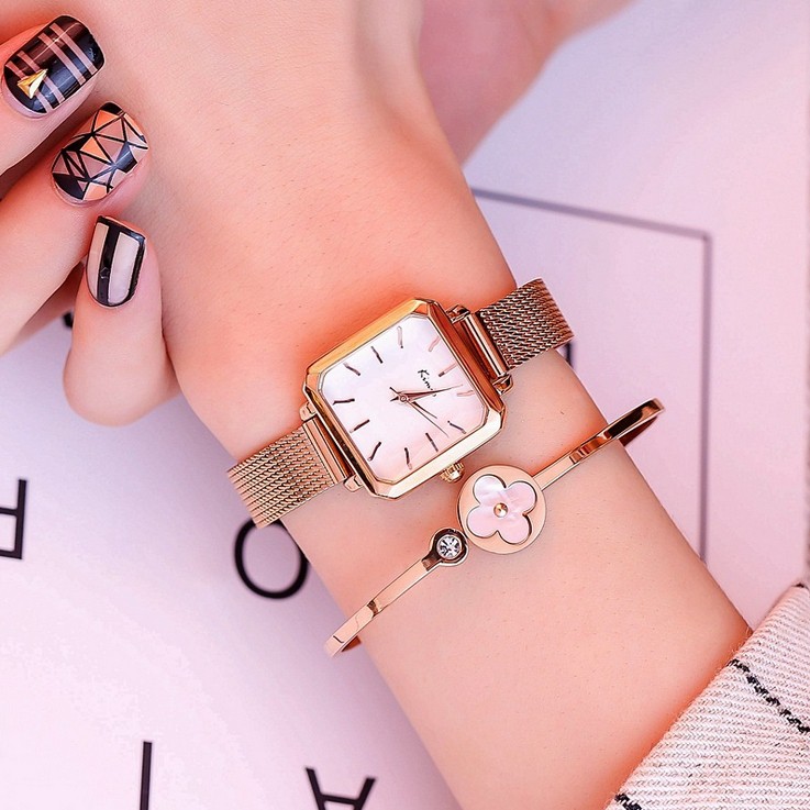 Đồng hồ nữ Kimio 6236 hàng chính hãng dây kim mặt vuông sang trọng