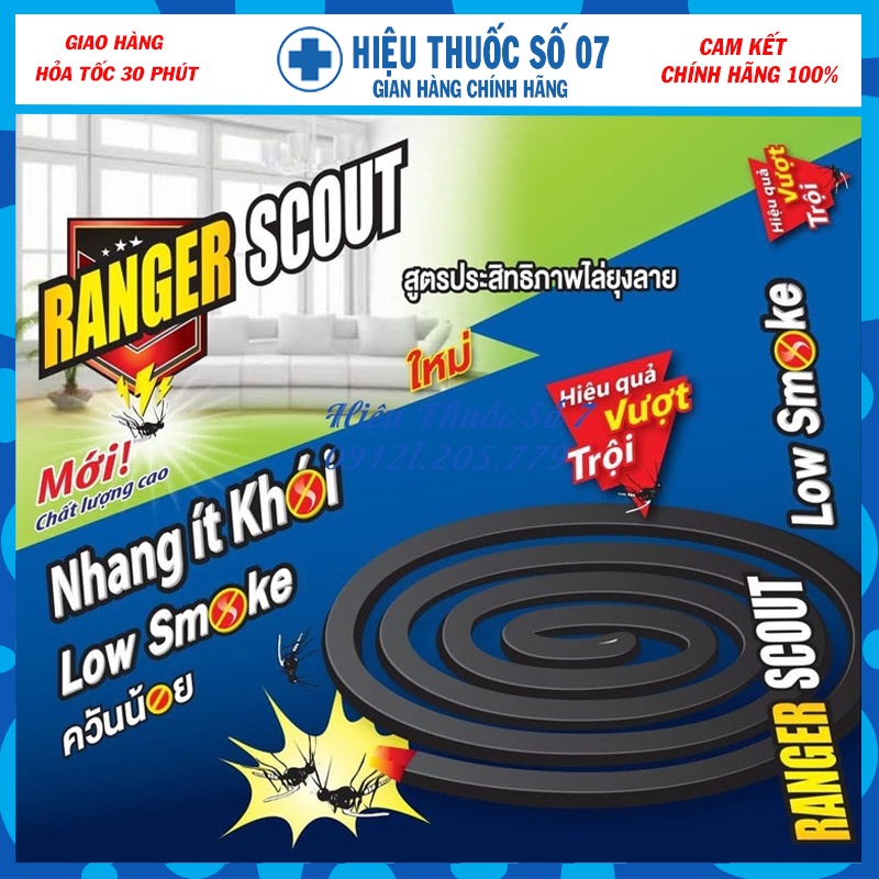 Nhang muỗi Thái Lan, nhang muỗi không mùi, Ranger Scout xua diệt muỗi và an toàn cho người ( Hộp 10 khoanh)