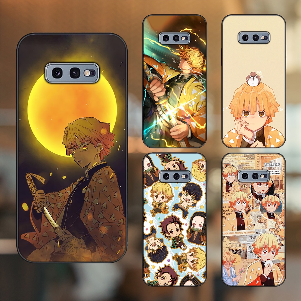 Ốp lưng Samsung S10e viền đen in hình Zenitsu Kimetsu no Yaiba