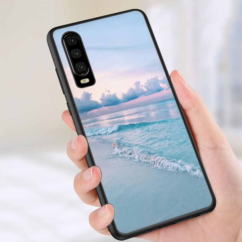 Ốp Điện Thoại Tpu Dẻo Màu Đen In Hình Bãi Biển Thời Trang Chống Rơi Cho Huawei P20 Lite 2018 P20 Lite P30 Lite P30 Pro P30