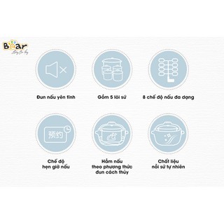 Nồi nấu chậm Bear 2,5L SUBE003 (có lồng hấp)(Quốc Tế)