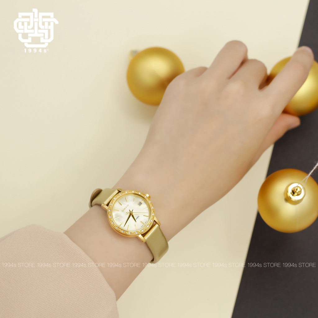 Đồng hồ nữ Casio Sheen SHE-4060 / SHE-4060GL-9A mặt khảm xà cừ, chống nước 50m, size 27.8mm, hàng chính hãng