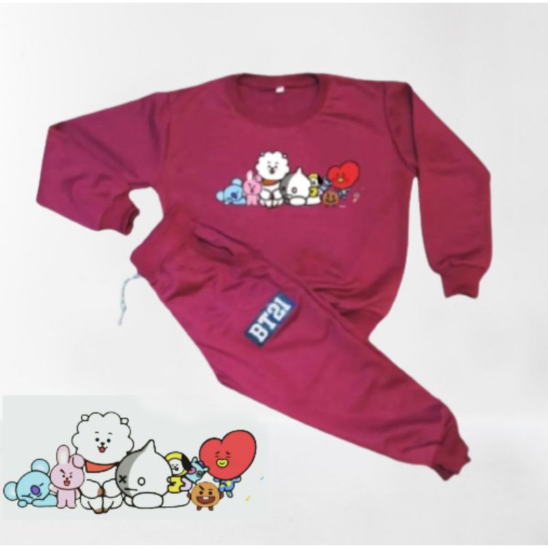 Joger Bộ Quần Áo Sweater Họa Tiết Bt21 Bts (1-6 Tuổi)