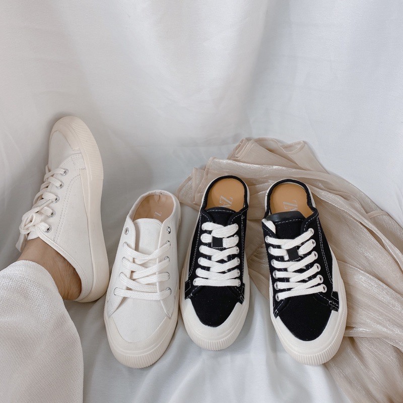 SỤC THỂ THAO NỮ - DÉP SỤC ĐẠP GÓT DỄ THƯƠNG TIỆN LỢI - GIÀY THỂ THAO ĐẠP GÓT - ĐEN - TRẮNG | BigBuy360 - bigbuy360.vn