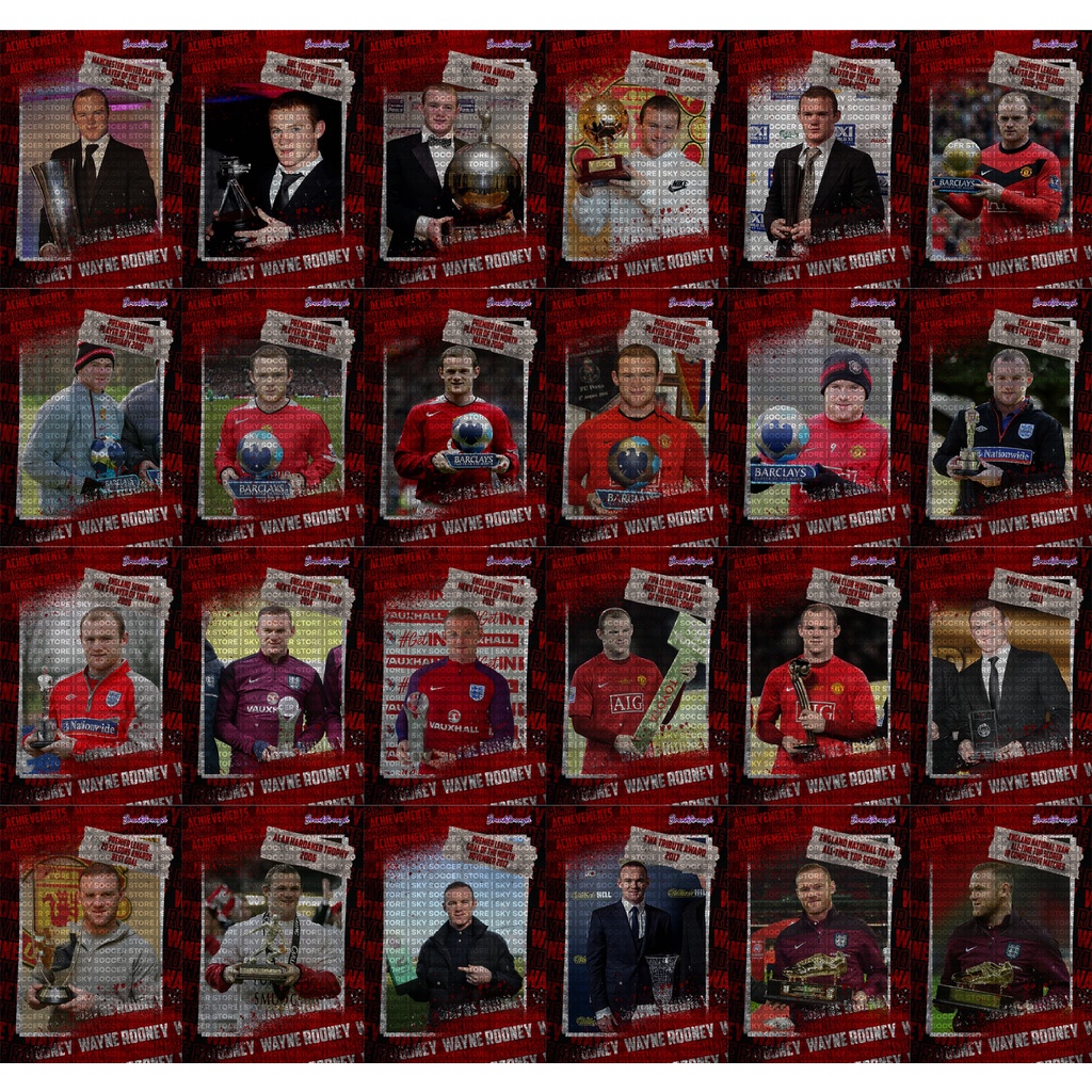 Bộ Thẻ Cầu Thủ Bóng Đá SKY Card Wayne Rooney | Sự nghiệp danh hiệu khoảnh khắc của Rooney Manchester United Quỷ đỏ Shrek