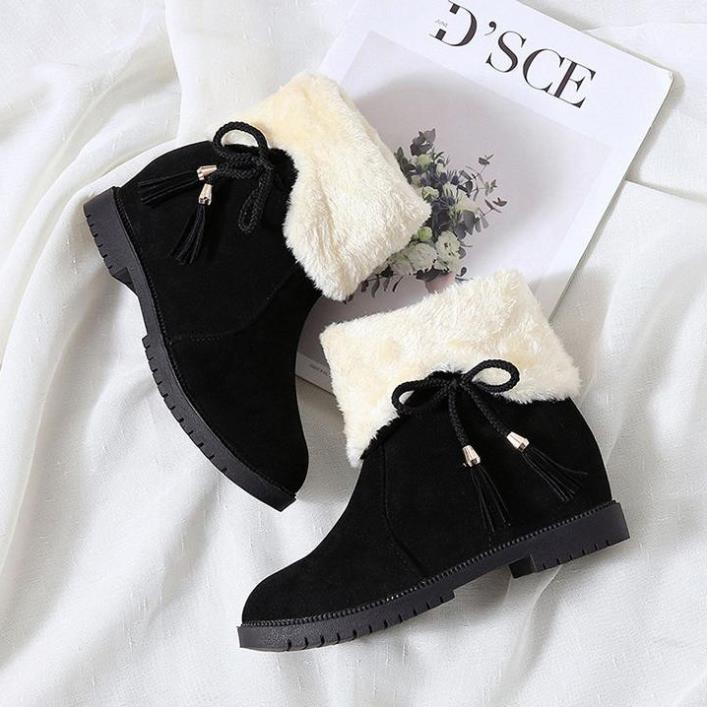 Boots Nữ-Giày Boots Nữ Da Lộn Lót Lông Kiểu Dáng Hàn Quốc | BigBuy360 - bigbuy360.vn