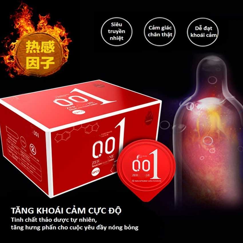 Bao cao su 0.01 OLOO đỏ, bao cao su siêu mỏng 0.01mm, siêu ấm