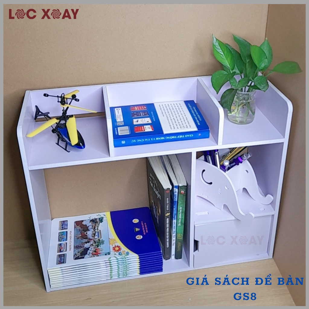 Kệ Sách Để Bàn Đa Năng Chất Liệu Gỗ Nhựa Pitech Cao Cấp Chống Nước Tuyệt Đối, Không Cong Vênh_Lốc Xoáy