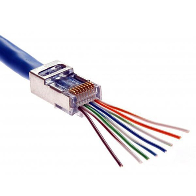 100 Hạt đầu bấm mạng xuyên thấu STP RJ45 Cat5e bọc nhôm