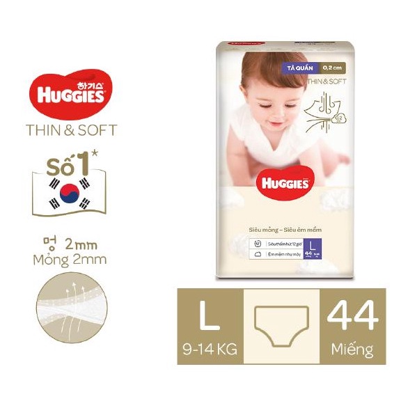 BỈM QUẦN/DÁN HUGGIES THIN &amp; SOFT L44/XL36/XXL28/L72/XL62/XXL46/M54/L46/XL42