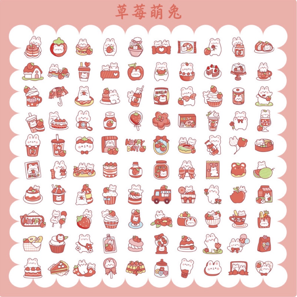 Set 200 Stiker cute, nhiều màu sắc dễ thương, trang trí sổ, đồ dùng