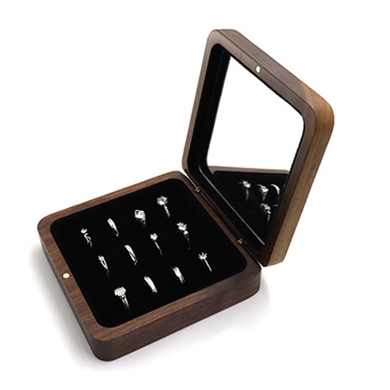 Flgo Hộp Đựng Trang Sức Bằng Gỗ Trơn Cao Cấp Sắp Xếp Gọn Gàng Có Nắp Đậy Và Gương