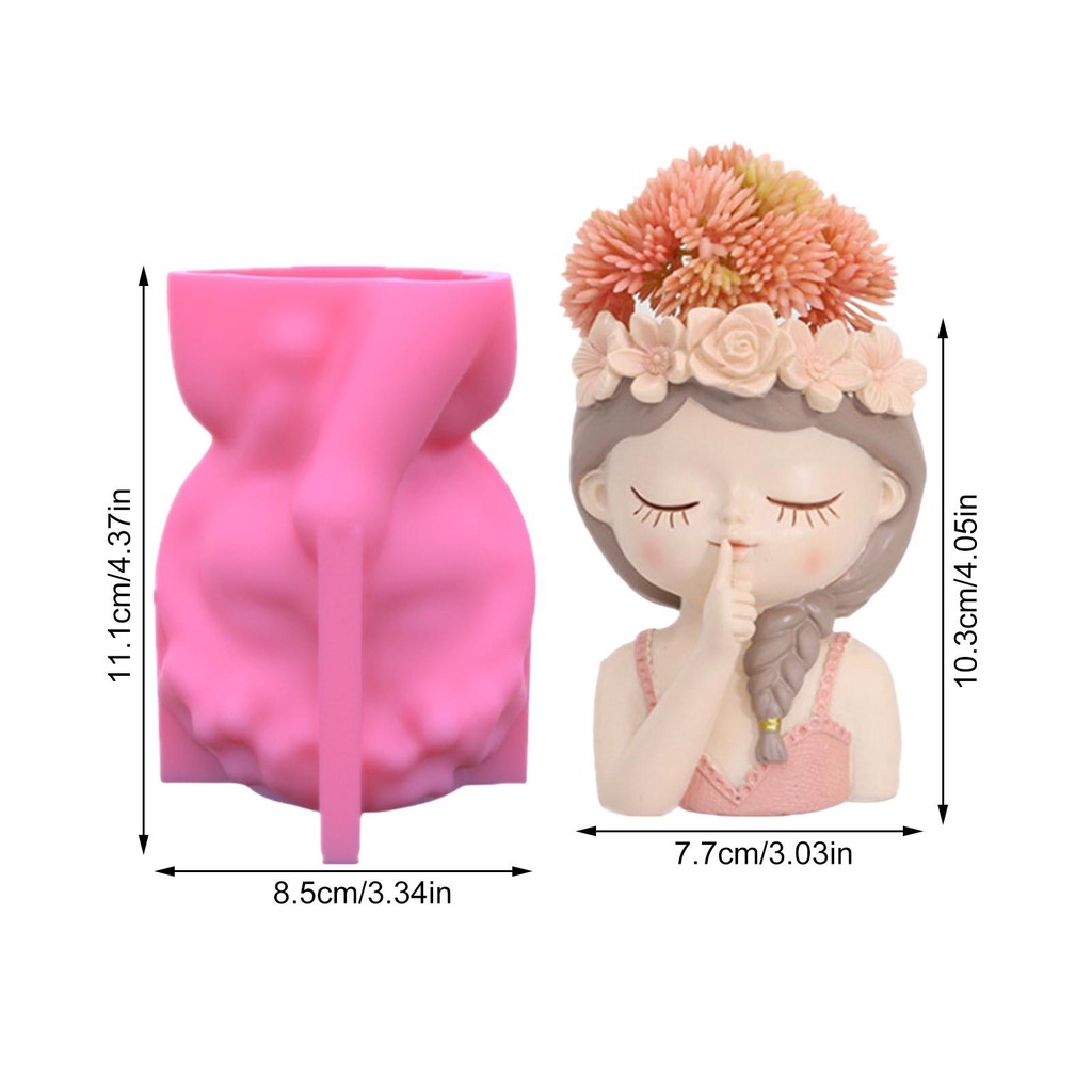 Khuôn Silicone Làm Chậu Cây Mọng Nước Hình Khuôn Mặt Cô Gái