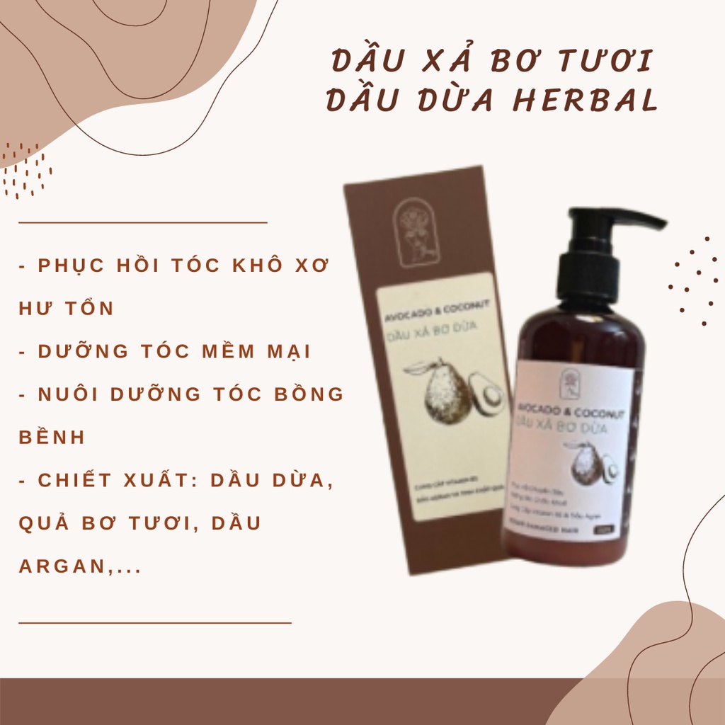 [Handmade] Dầu xả chiết xuất Dầu dừa, Bơ Shea phục hồi tóc hư tổn 250ml