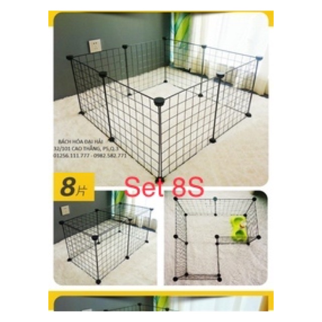 Quây thú cưng khách đặt bộ 8 sắt 16 chốt kích thước 35x45cm