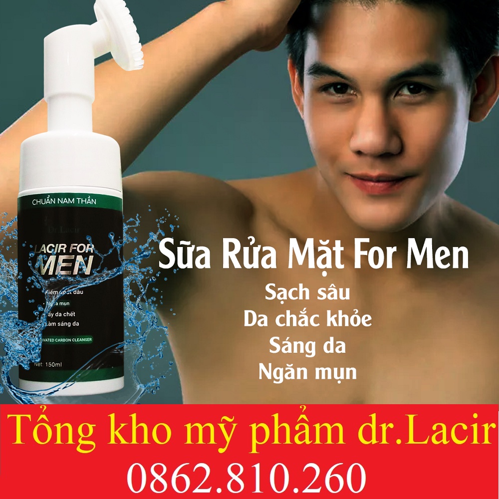 (mẫu mới) Sữa Rửa Mặt Nam Drlacir dr Lacir For Men ,Chai 150ml,chăm sóc da,Giúp làm sạch da mặt,loại bỏ bã nhờn