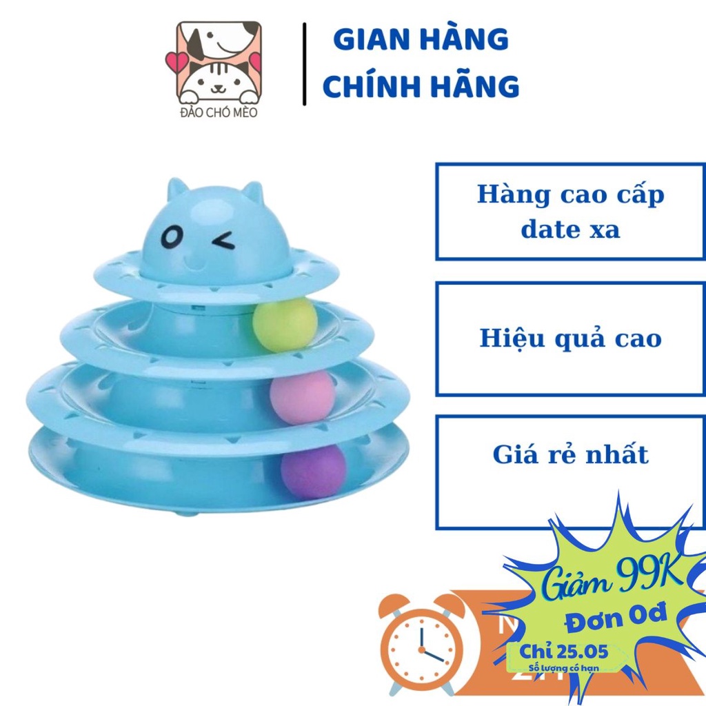 Đồ chơi cho Mèo - Tháp banh, tháp bóng 3 tầng - Đảo Chó Mèo