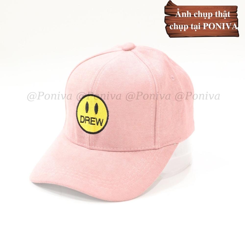 Mũ lưỡi trai ❤️ Nón kết thêu mặt cười chất nhung mịn form unisex C925 phong cách Ulzzang Thời trang PONIVA siêu hot