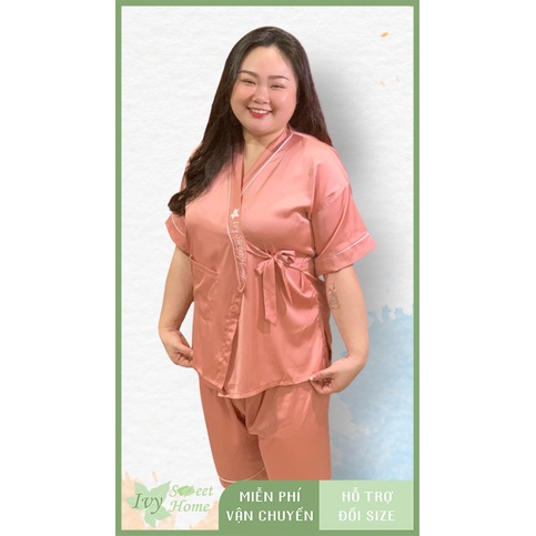 Bộ Mặc Nhà Nữ Ngắn ♥️ Kimono Lụa Mát Thiết Kế ♥️Ivy Sweet Home 45-80kg